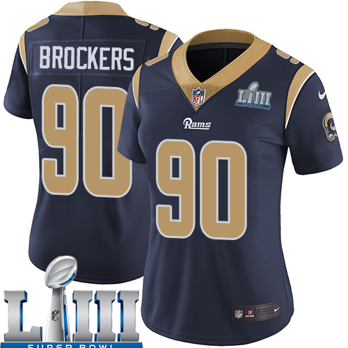 Women Los Angeles Rams #90 Brockers dark blue Nike Vapor Untouchable Limited 2019 Super Bowl LIII NFL Jerseys->women nfl jersey->Women Jersey